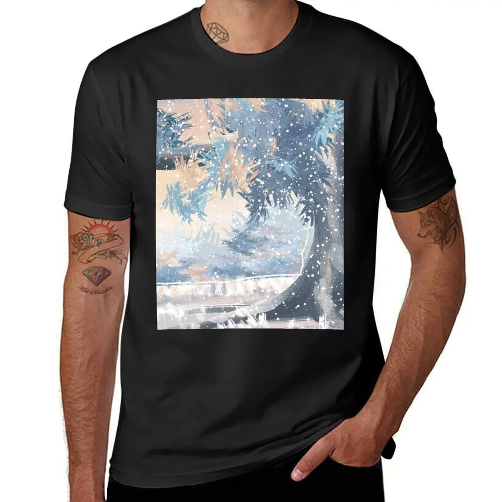 Snow tree winter draw emotions nature T-Shirt Blouse oversized customizeds mens graphic t-shirts pack