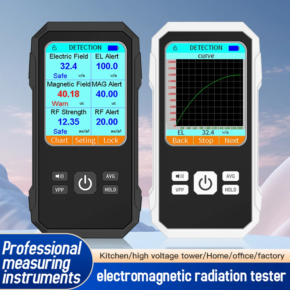 3in1 Multifunctional Electric Field Magnetic Field RF Radiation Detector Handheld Electromagnetic Radiation Tester EMF Meter