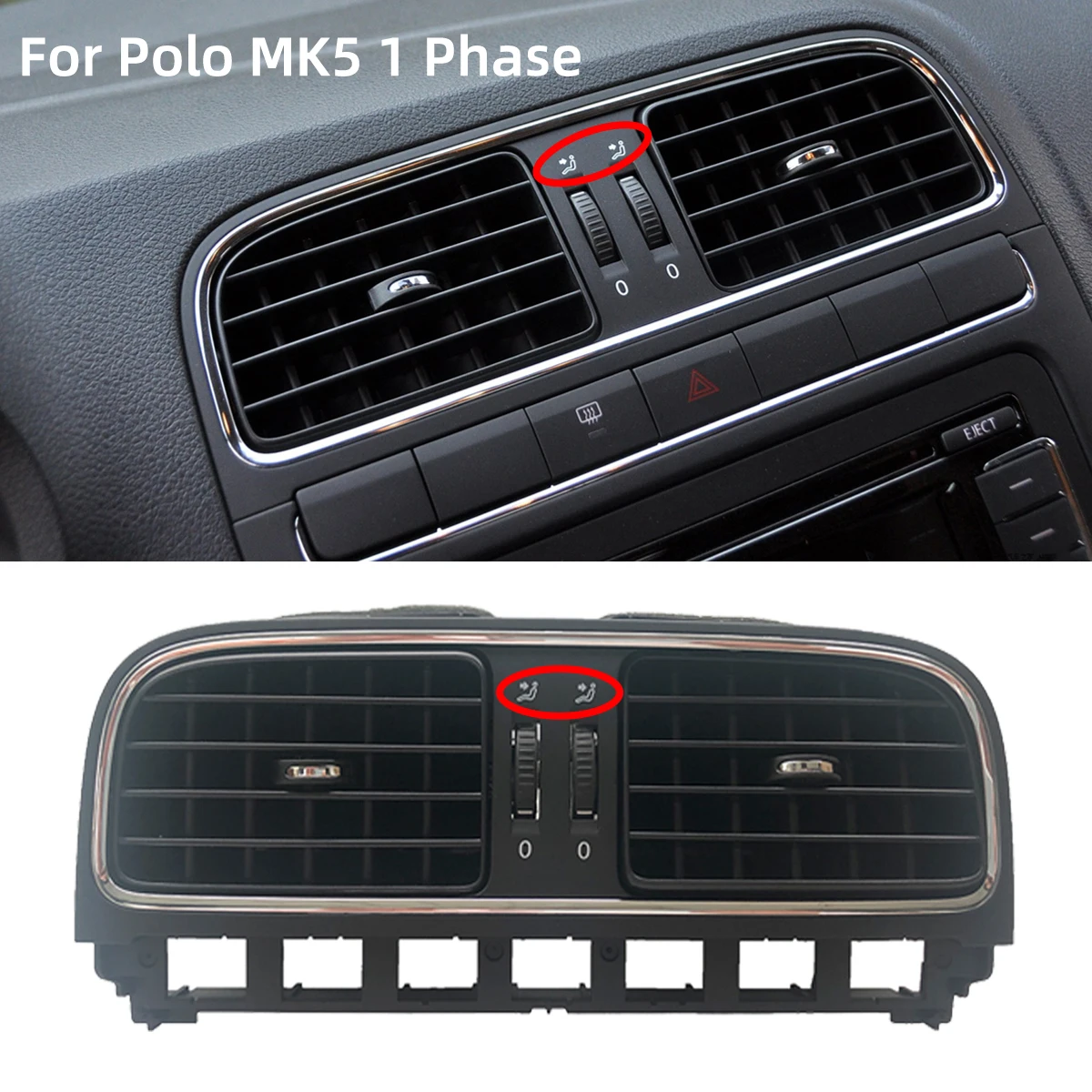 1PC Dash Front Middle Matt Black Chrome AC Air Vent Nozzle GriIl For VW Polo MK5 Sedan 6R 5 Cross-POLO Vento 2009-2013 2014-2018