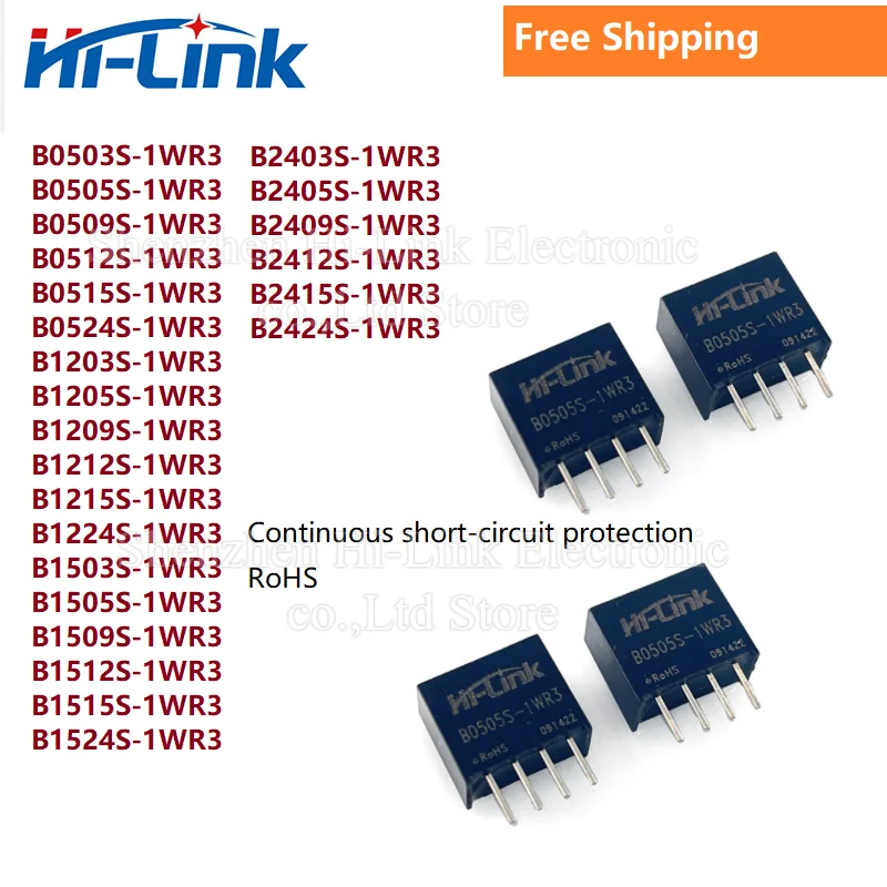 

Hi-Link UL 5pcs 1W B1509S-1WR3 B0505S B0503S B0509S B0512S B0303S B0305S B1205S B1212S B2405S B2412S B2415S B2424S Wholesale