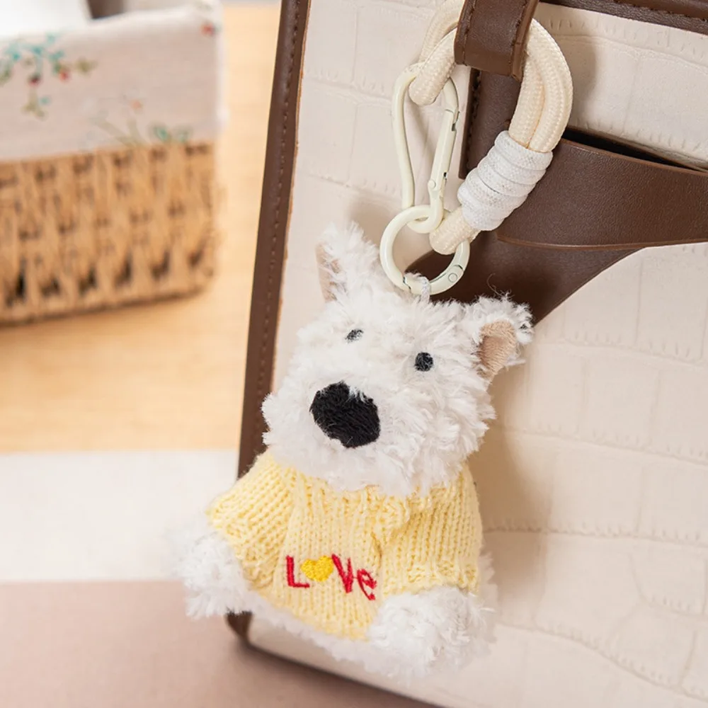 Stuffed West Highland Bag Pendant Anti-lost Plush Plush Puppy Doll Keychain Cartoon Animal Cute Car Hanging Pendant