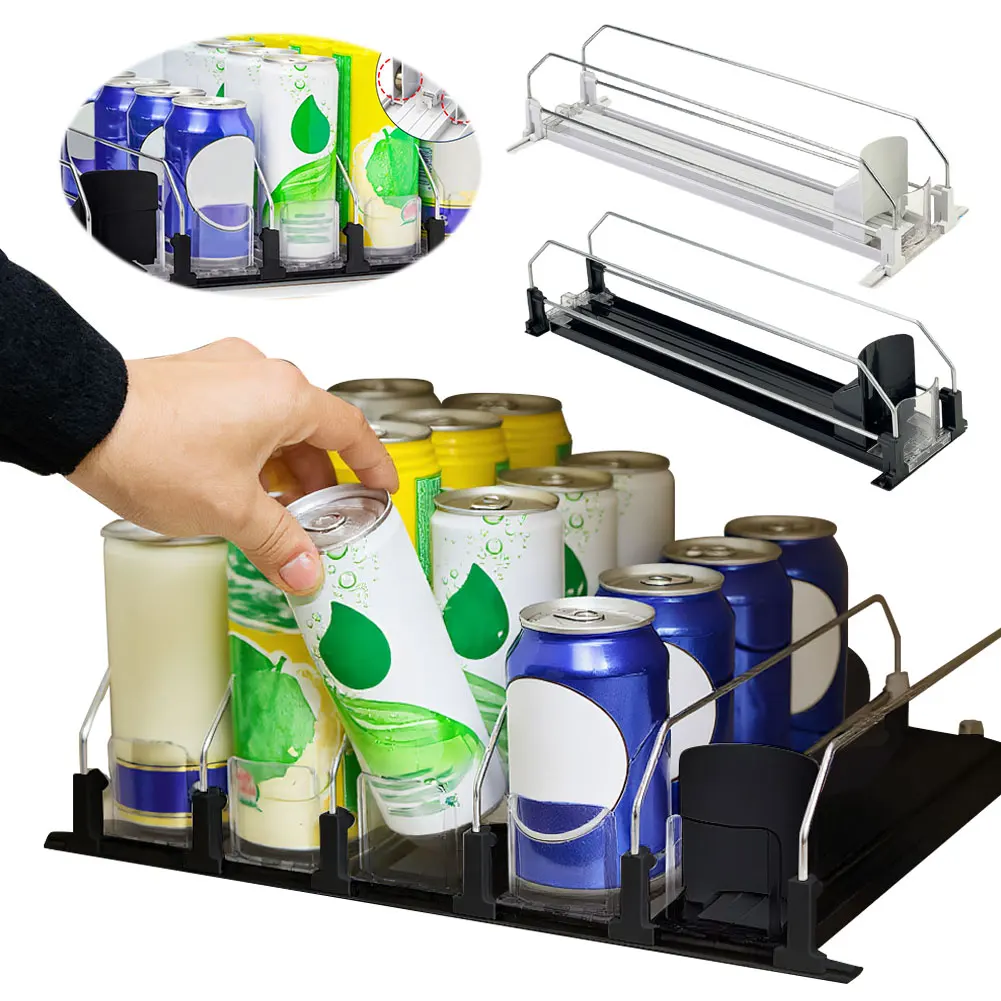 

Диспенсер для банок с газировкой, автоматический толкатель, скользящая бутылка для пива, органайзер для напитков, держатель для напитков, самозажимной органайзер для банок с газировкой для холодильника