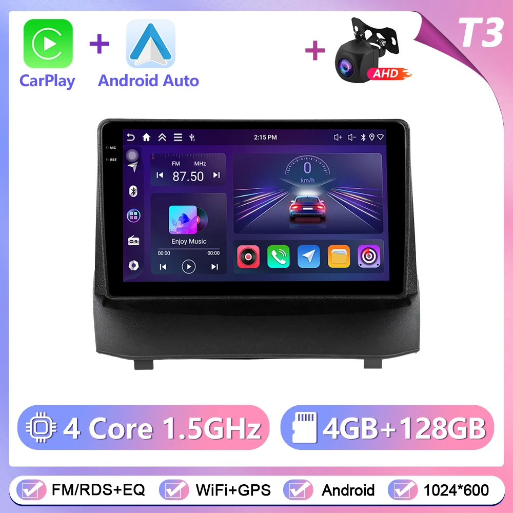 Podofo Draadloze CarPlay Android Auto Autoradio voor Ford Fiesta 2009-2014 Intelligent Autosysteem 6 + 128G WIFI GPS Autostereo