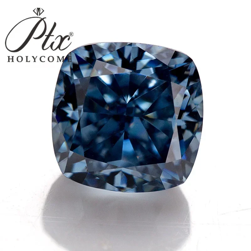 New Cushion Cut Crushed Ice Cutting GRA Certificate Moissanite Vivid Blue Color Loose Gemstones Wholesale Price Jewelry Making