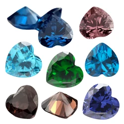 Heart Shape Loose Cubic Zirconia Stone 5A Zircon CZ Synthetic Gemstone Green Sea Blue Coffee Rhodolite Tanzanite Color