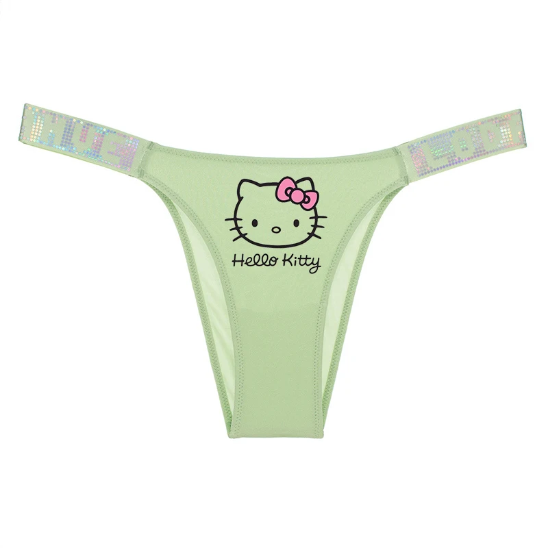 Couple Underwear Hello Kitty Women\'s Underwear Solid Color Cute Cartoon Low Waist G String Pants Wrapped Hip Girl Accessories