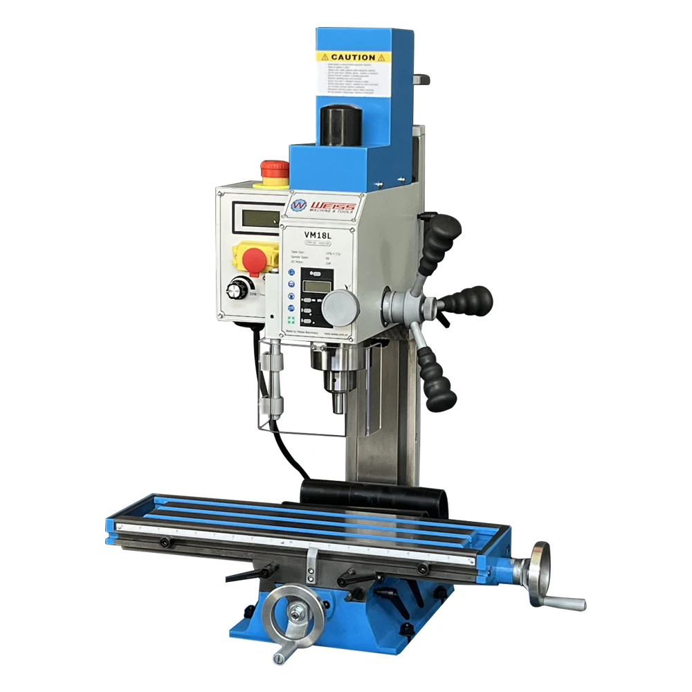 

Variable Speed 100-2250 RPM 1 HP(750W) Brushless Motor Mini Mill Drill with R8 Spind VM18L 5-1/2" x 20" Benchtop Milling Machine