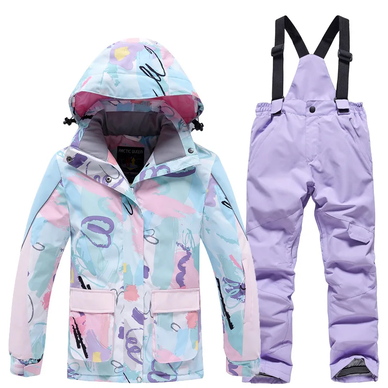 

Kids Winter Outdoor Windproof Waterproof Ski Suit Heattech Thickened Wool For Boys And Girls
