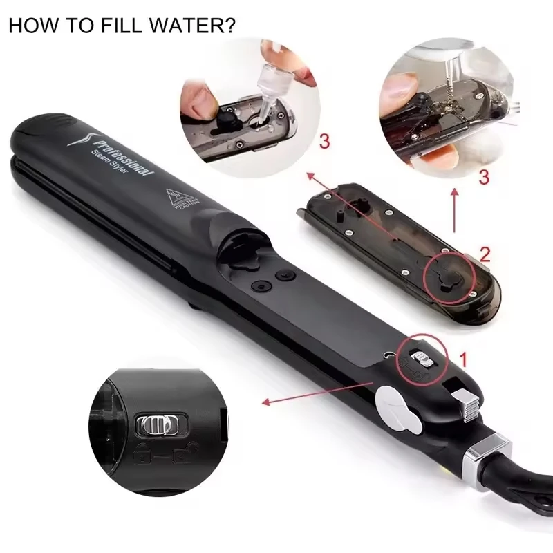 Tourmaline Steam Hair Straightener Titanium Flat Iron LED Temp Display Portable Hair Styling Tool For Home Hotel Travel