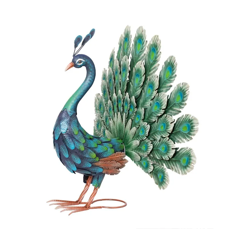 European wrought iron new peacock open screen creative retro cartoon ornament, outdoor window garden landscaping courtyard