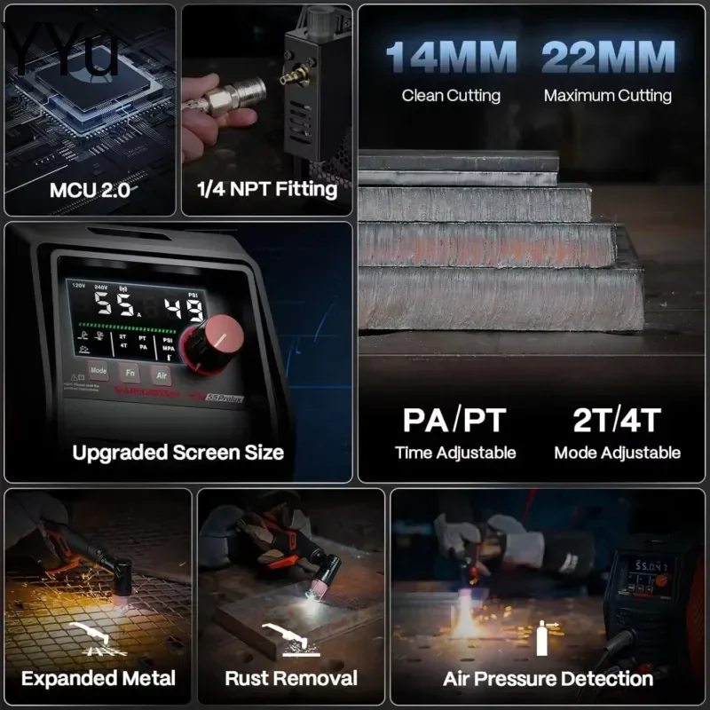 ARCCAPTAIN IControl CUT55 Plasma Cutter Machine [APP Control] 55 Amp Non-Touch Pilot Arc 120V/240V LED Display Metal Rust