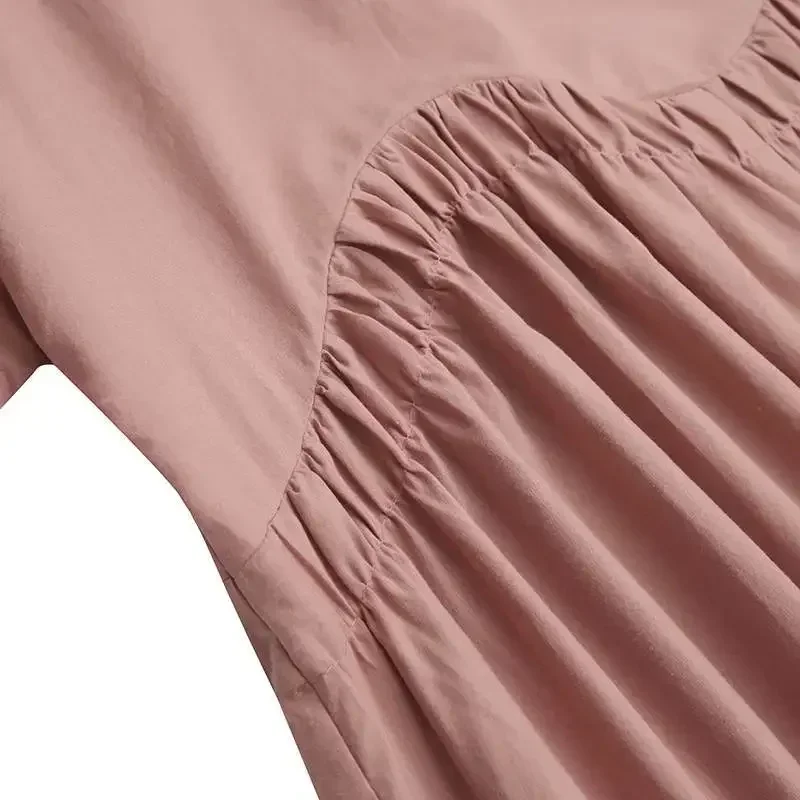 Fashionable Women New Summer Casual Temperament Cotton Linen Pullover Round Neck Women Large Swing Solid Color Loose Dress