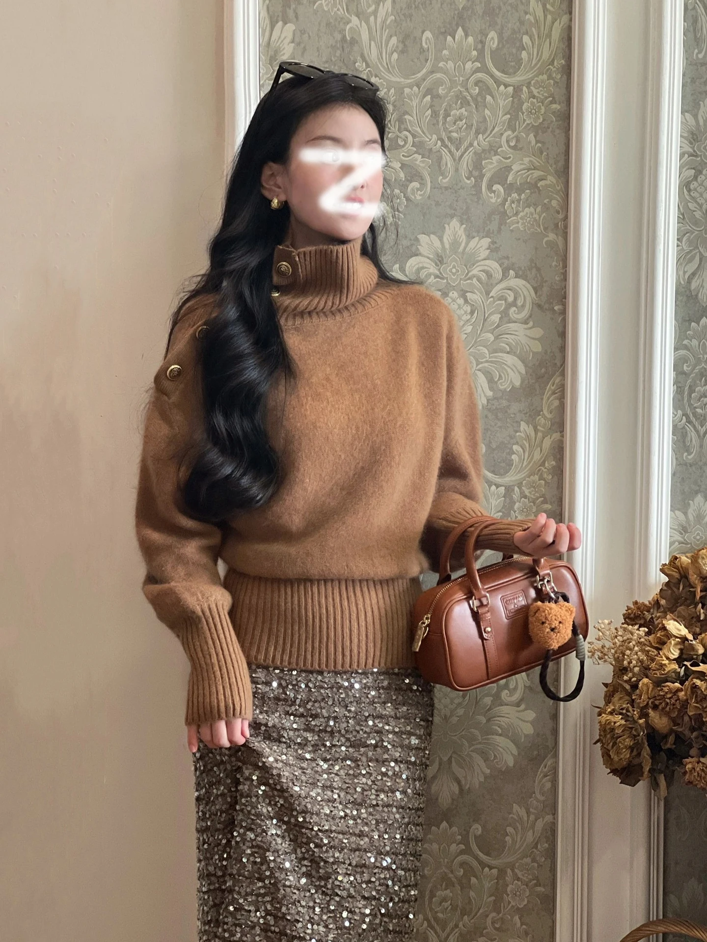 

Ladies' Chunky Fce Knitwear Asymmetric Collar Thi Warm Sweater Luxury Lady Sle Autumn Winter Faion Casual Cotton