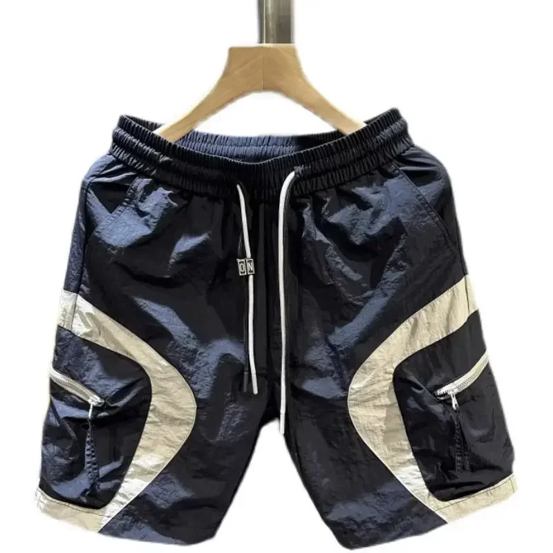 American Tooling Schnell trocknende Sommer-Sport-Shorts für Herren, gewebte Freizeithose, lockere Basketball-Hose, einfache Mode, Campus-Stil