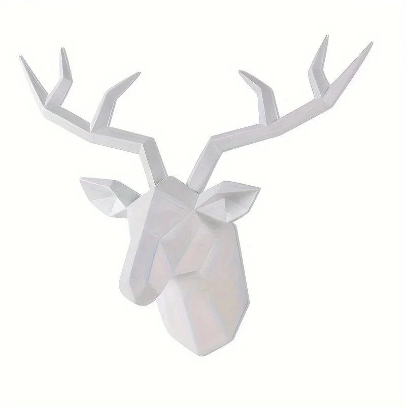 Wall Decor Wall Sculpture,Resin Statue Deer Head Wall Hanging Creative Home Wall Decoration Artificial Animal Crafts Figurines