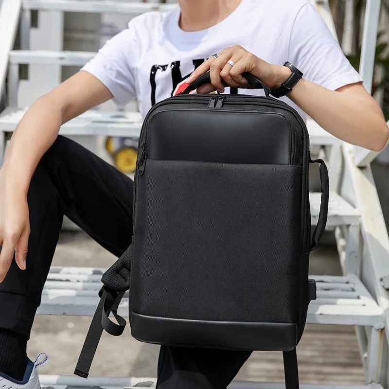 

New business backpack women's computer backpack simple male student bag with USB laptop bag