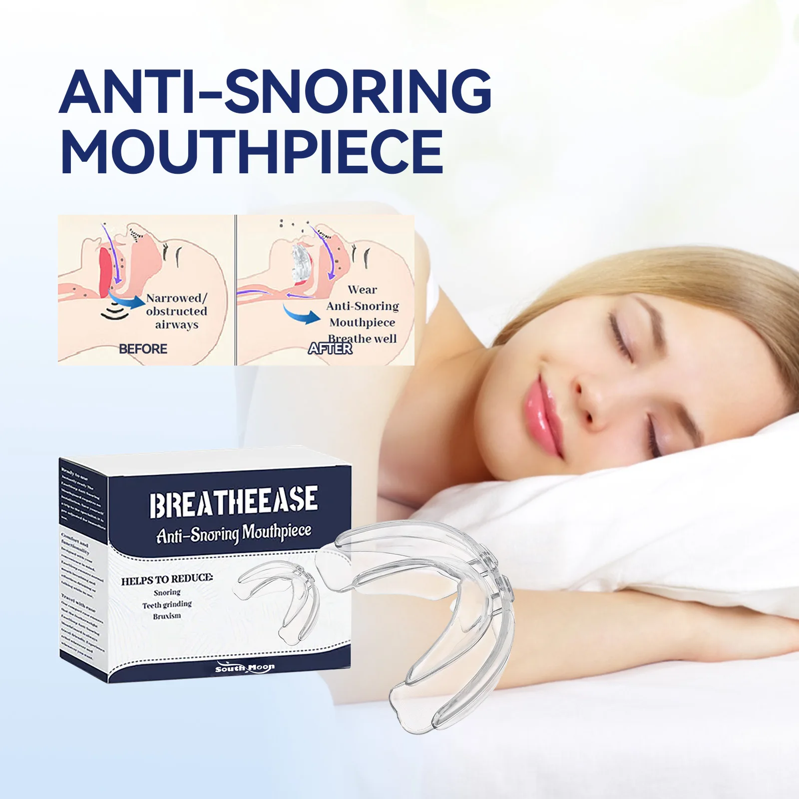 1pcs Anti Snore Mouthpiece Improve Sleeping Teeth Bruxism Sleeping Anti Snoring and Apnea Snoring Device To Stop Snoring