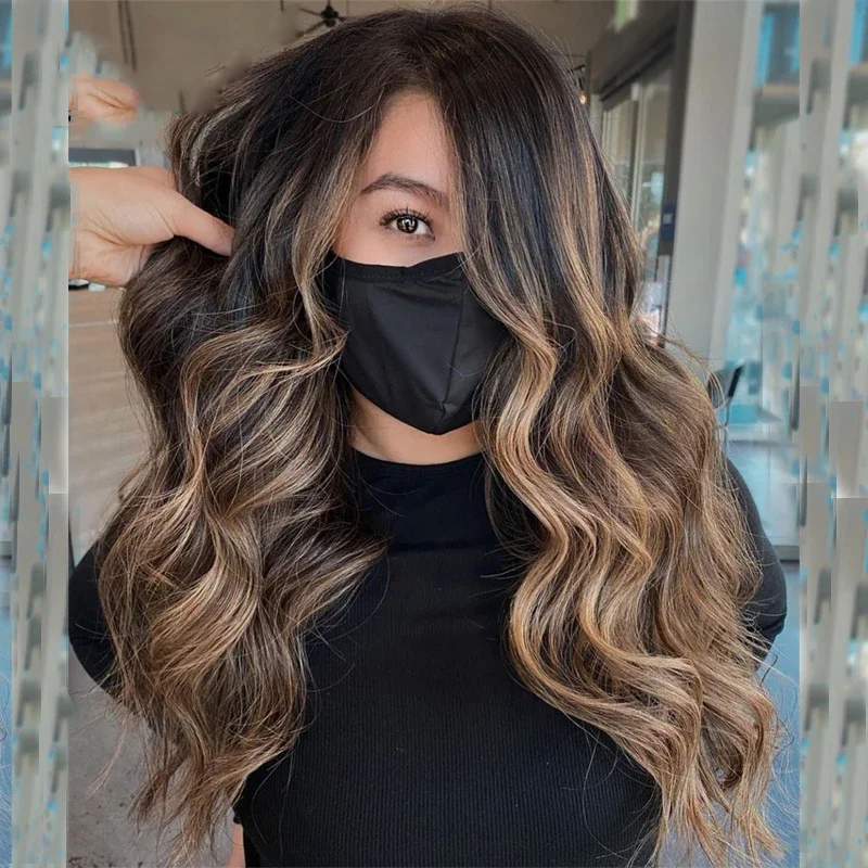 28inch Highlight Brown Preplucked Wave Long 180Density 5x5 Silk Base Jewish Human Hair Wig With Baby Hair HD Lace European Hair