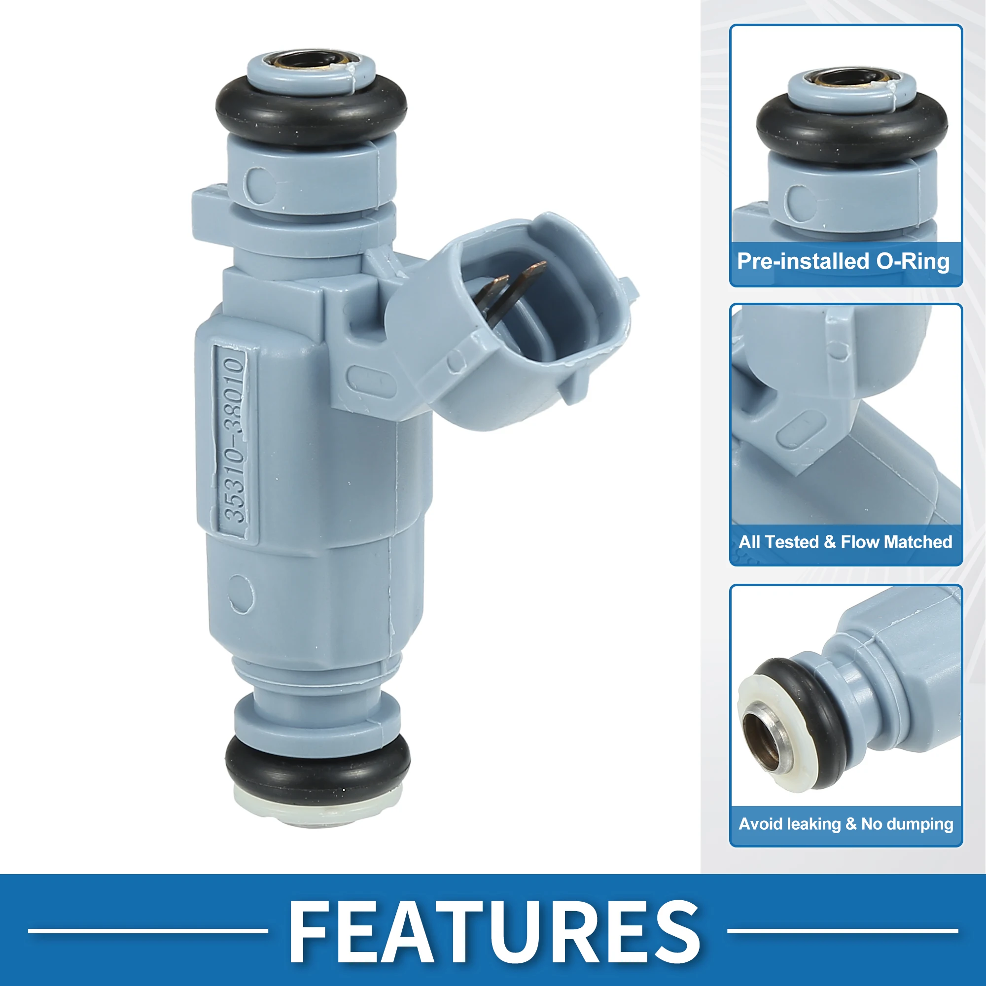 

Топливная форсунка UXCELL No 35310-38010-D для Hyundai Sonata 1999-2004, база 2,4 л, синяя, 1 шт.