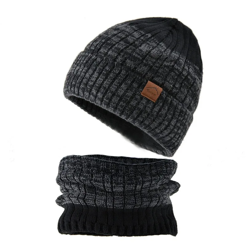 Conjunto de gorro y bufanda de lana para hombre y mujer, conjunto de gorros Unisex para el cuello, pasamontañas, máscara, gorro, capucha, marcas de