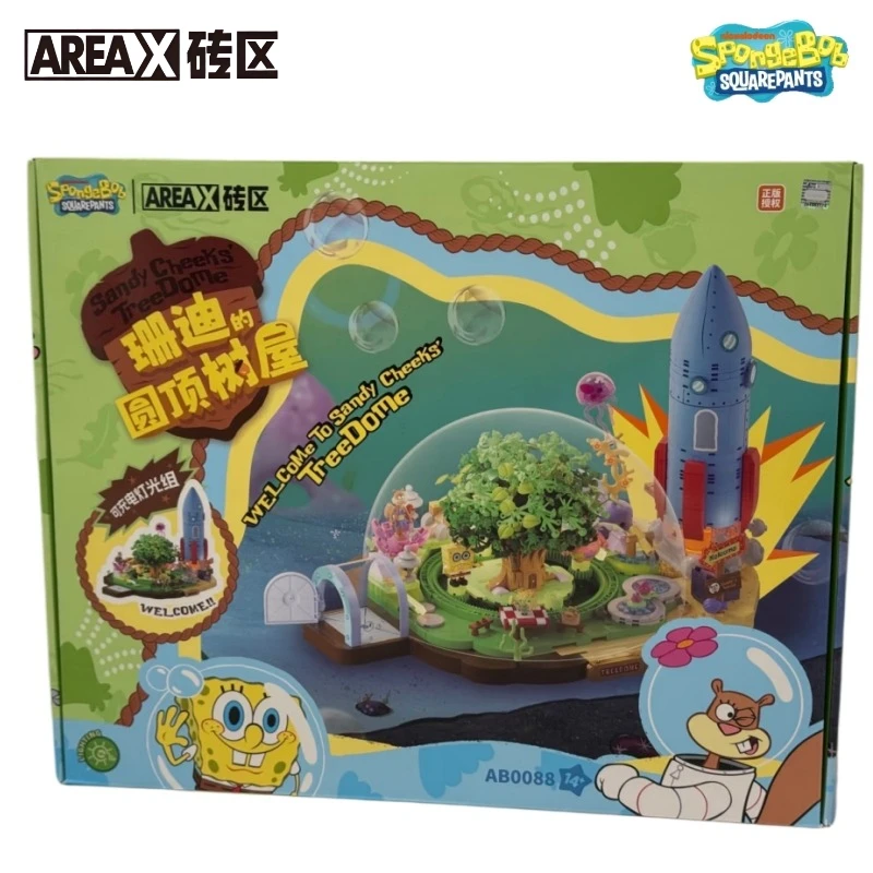 

AREA-X SpongeBob SquarePants Joint Series Assembled Building Blocks Sandy's Dome Tree House Desktop Decoration Gift