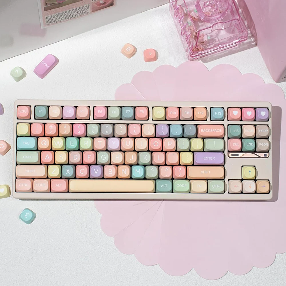 Rainbow Candy MOA Keycaps 127 Keys Dye-Sublimation PBT Keycaps Cute Custom Keycap Sets For MX Swithes Mechanical Keyboards