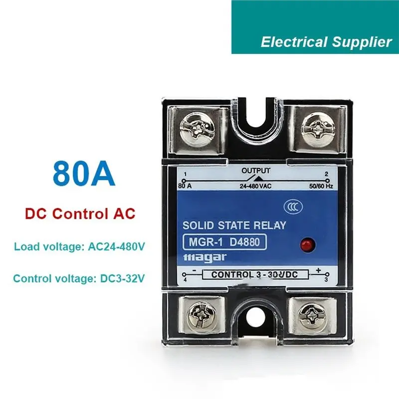 A36T-Solid State Relay SSR-80A D4880/Single Phase DC Controlled AC Input 3-32VDC Output Voltage 24-480VAC