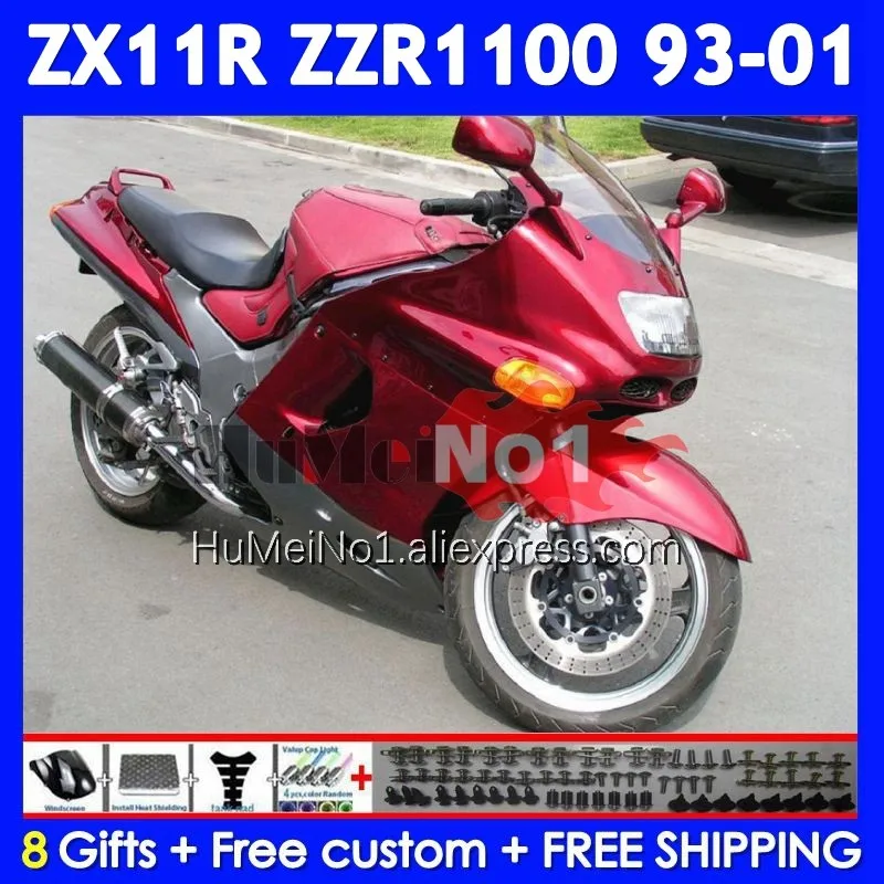 ZZR1100 For KAWASAKI NINJA ZX-11R ZX11R ZZR Pearl red 1100 1993 1994 1995 1996 224No.47 ZX 11R ZX11 R 97 98 99 00 01 Fairing