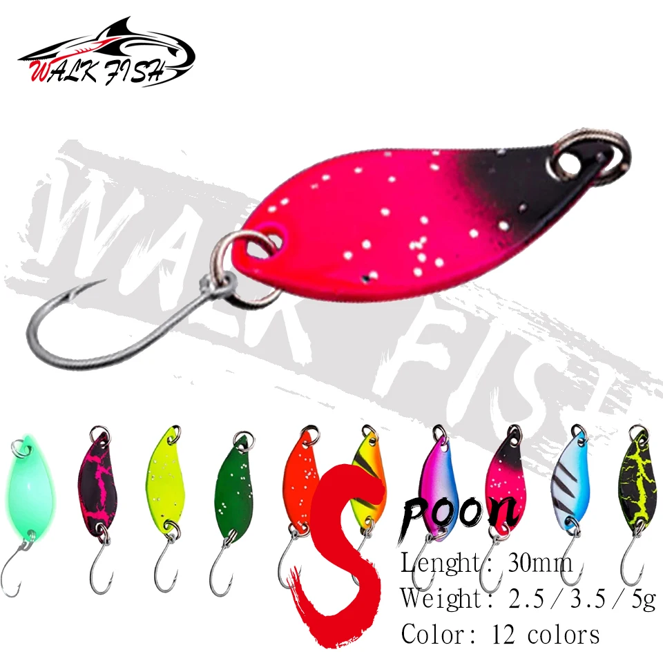 WALK FISH 1PC 2.5g/3.5g/5g Fishing Tackle Metal Spoon Lure Sharp Hook Hard Sequins Lure Bait Freshwater Saltwater Spinner Spoons