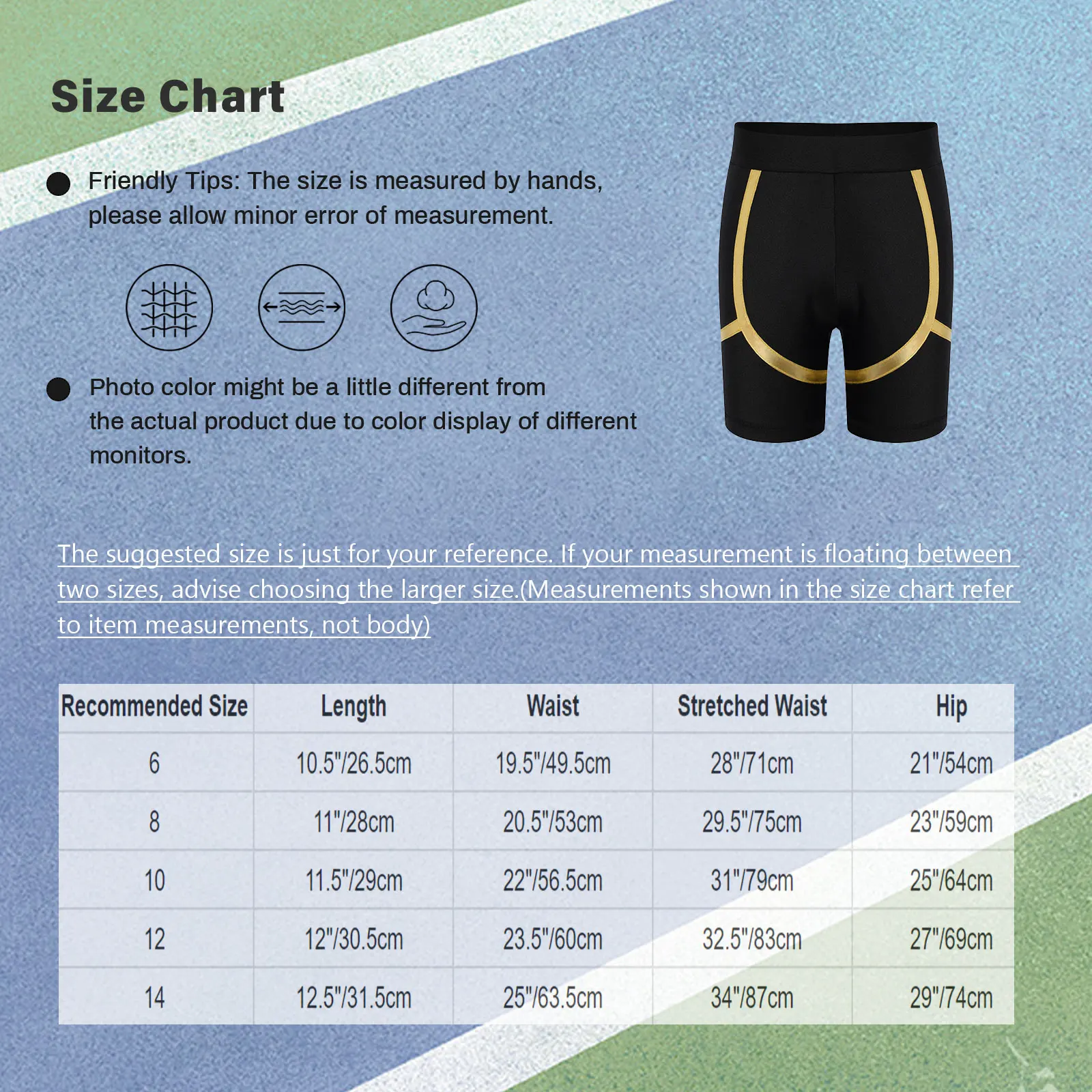 Pantaloncini da palestra Ragazzi Elastico Ginnastica Allenamento Performance Costume Pantaloncini di colore a contrasto metallico Pattinaggio su ghiaccio di figura Dancewear