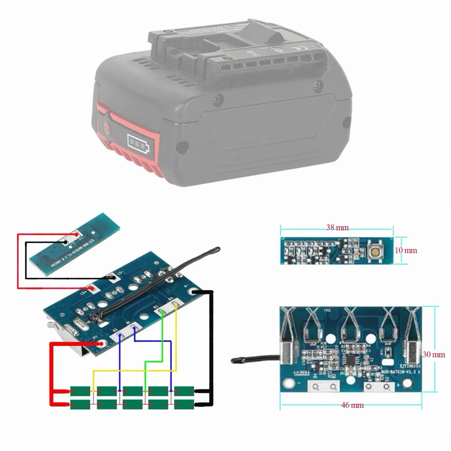 BAT618 Li-ion Battery Charging Protection Circuit Board PCB For Bosch 18V 3.0Ah 6.0Ah BAT610 BAT609G BAT618 Electric Power Tool