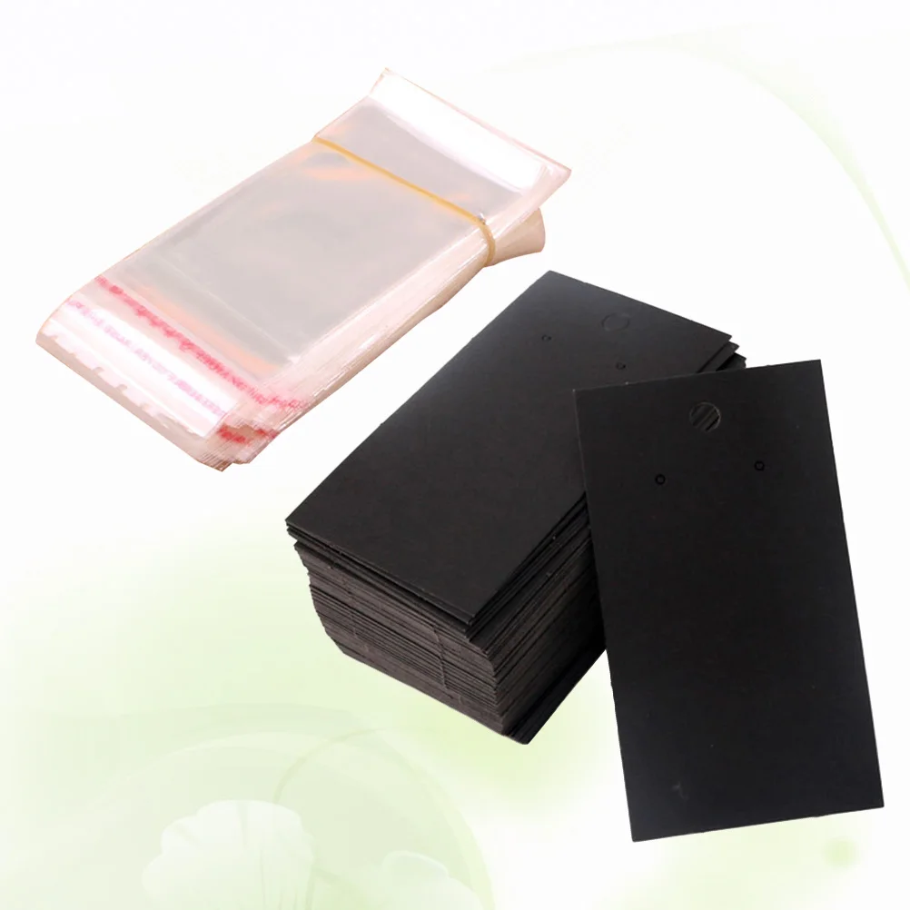 

400Pcs Black Earring Cards Precut Holes Self Adhesive Bags Jewelry Holder Ear Studs Display