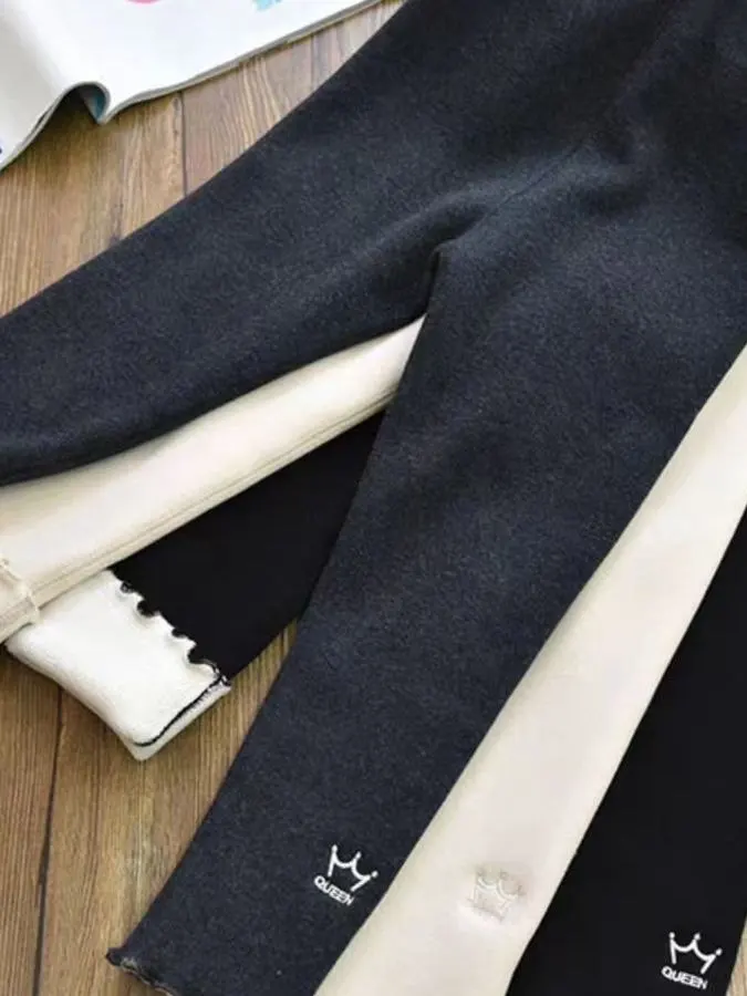 Plones de Invierno Cálidos y Cómodos con Forro Polar ueso para Niñas, Plones Largos de Cintura Alta, Ropa Exterior ...