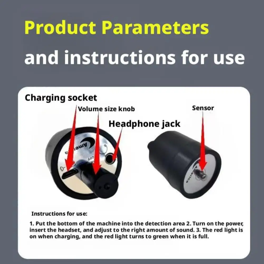 Water Leak With High Sensitive Soft White Headphone Cable Multi-functional Sound For Pipe Leak Sound Detection