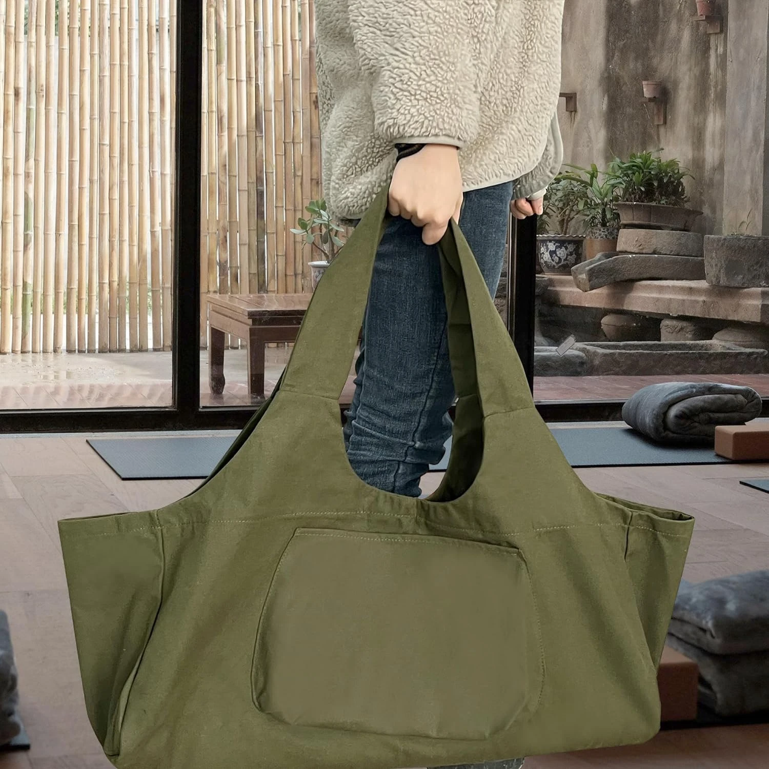 Convenient and Stylish Large Yoga Mat Bag Carrier for Women with Pockets - Ideal Gym Bags, Yoga Accessories, and Bolster