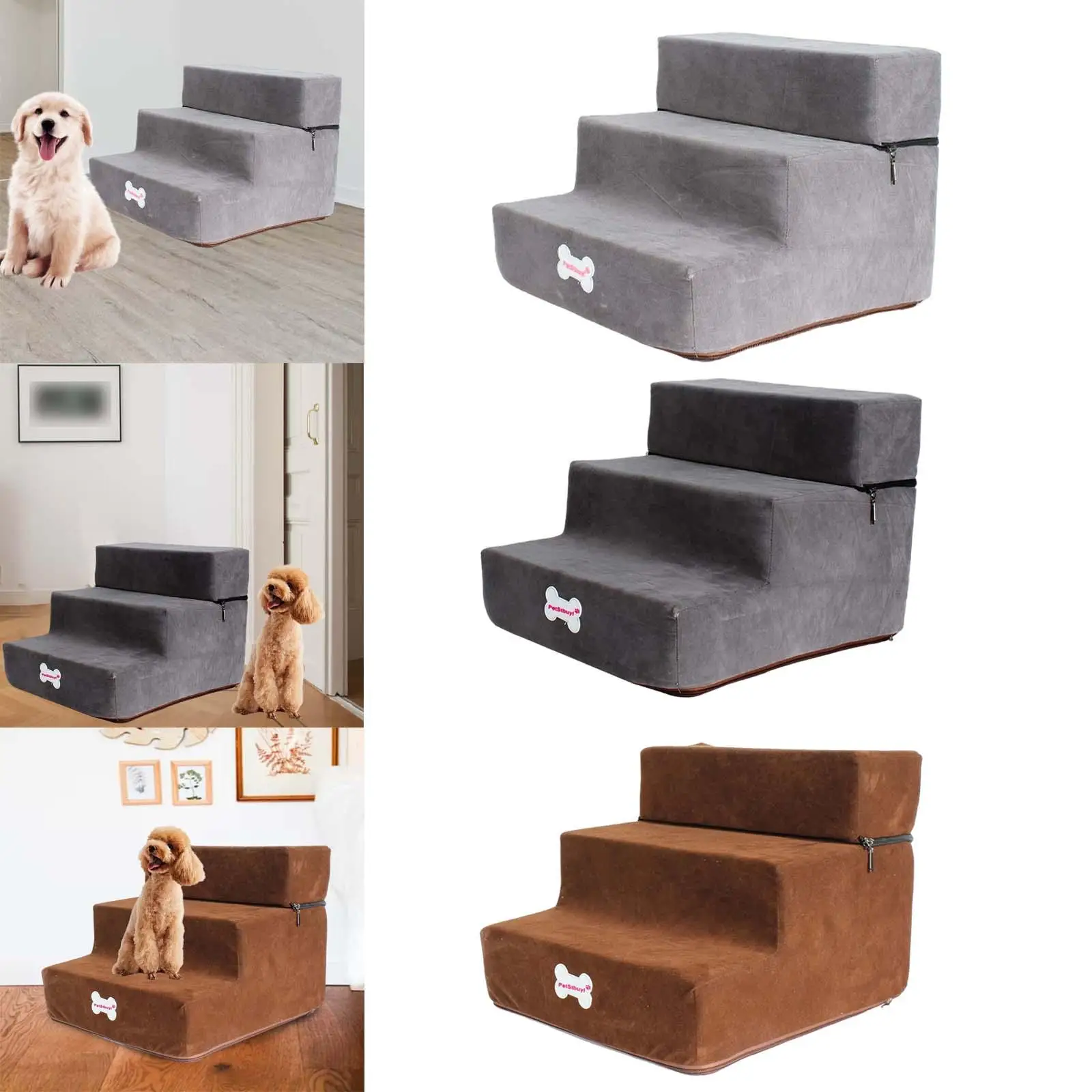 Soft Dog Stairs Ladder Anti Slip Step Toys 3 Steps Couch Washable Supplies Lightweight Wide for Outdoor Climbing Sofa Pet Puppy