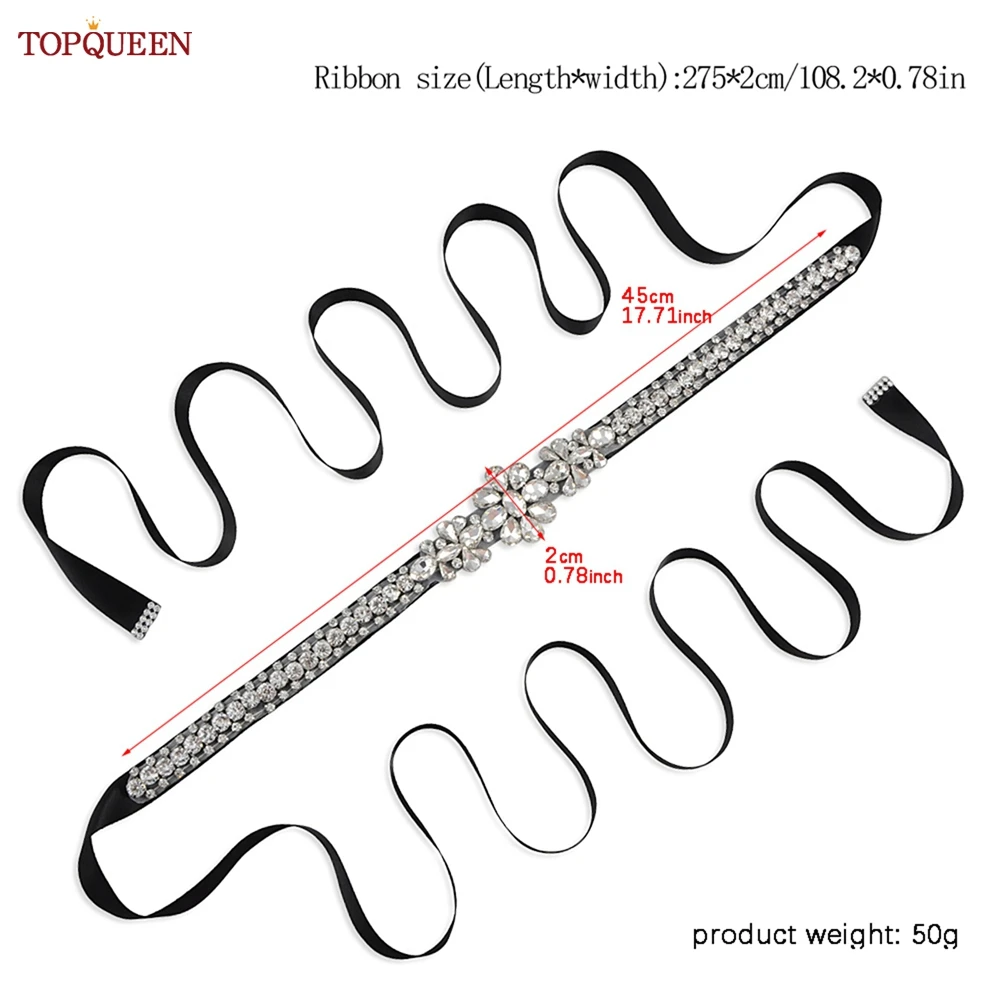 TOPQUEEN-S258 럭셔리 웨딩 벨트, 라인석 포함, 여성 스톤 벨트, 웨딩 드레스 벨트, 보석장식 벨트, 정장 드레스 맞춤 벨트