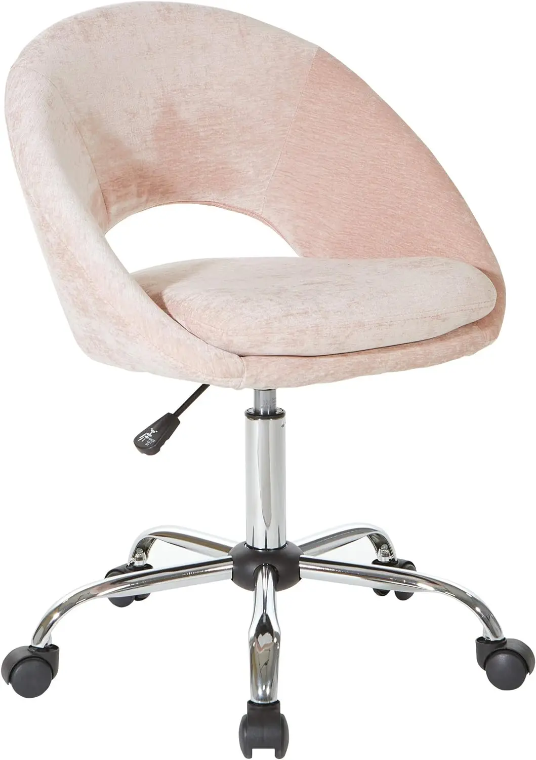 

Home Furnishings Height Adjustable Padded Home Office Chair, Blush Pink Micro-Fiber Velvet