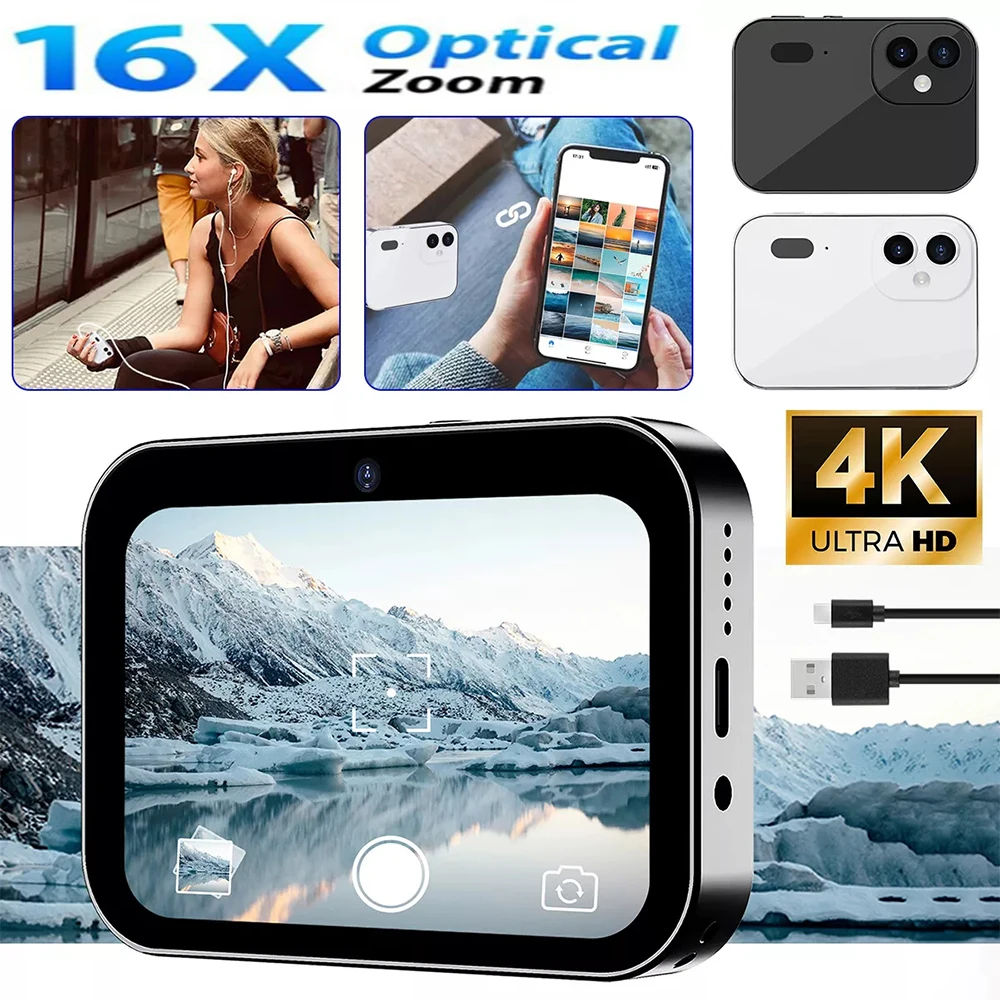 

Digital Camera 4K HD Camera Recorder Music Player with 3 Lens 3 Inch Touch Panel 16X Digital Zoom Built-in Flash IR Night Vision