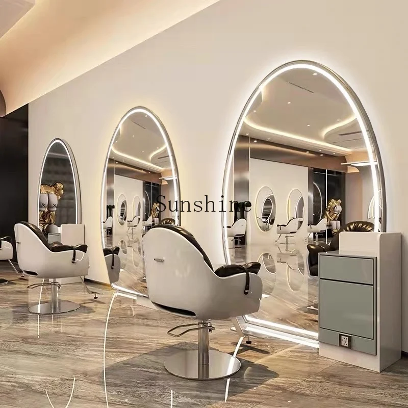 Floor-to-ceiling mirror with cabinet, special hair salon, mirror table stainless steel single and double-sided