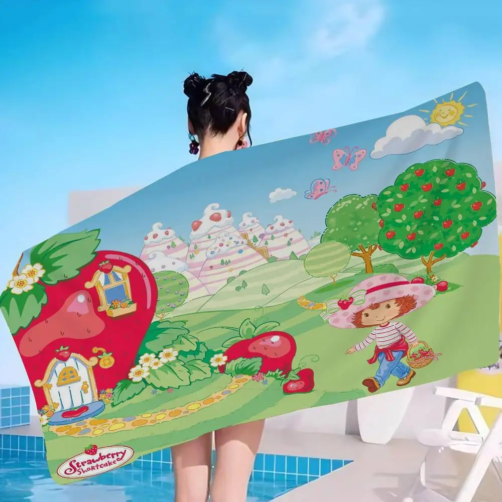 S-strawberry-shortcakeS Microfiber Beach Towel Absorbent Quick Dry Soft Yoga Swimming Resort Mountain Climbing Towel