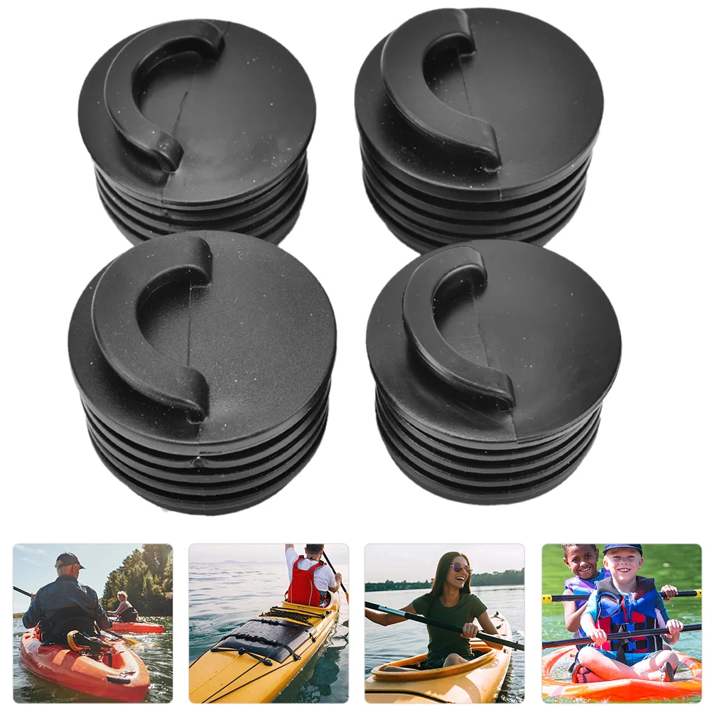 

4 Pcs Kayak Drain Plug Universal Kit DrainPlug for Canoe Marine Scupper Stoppers Black Boat Plugs