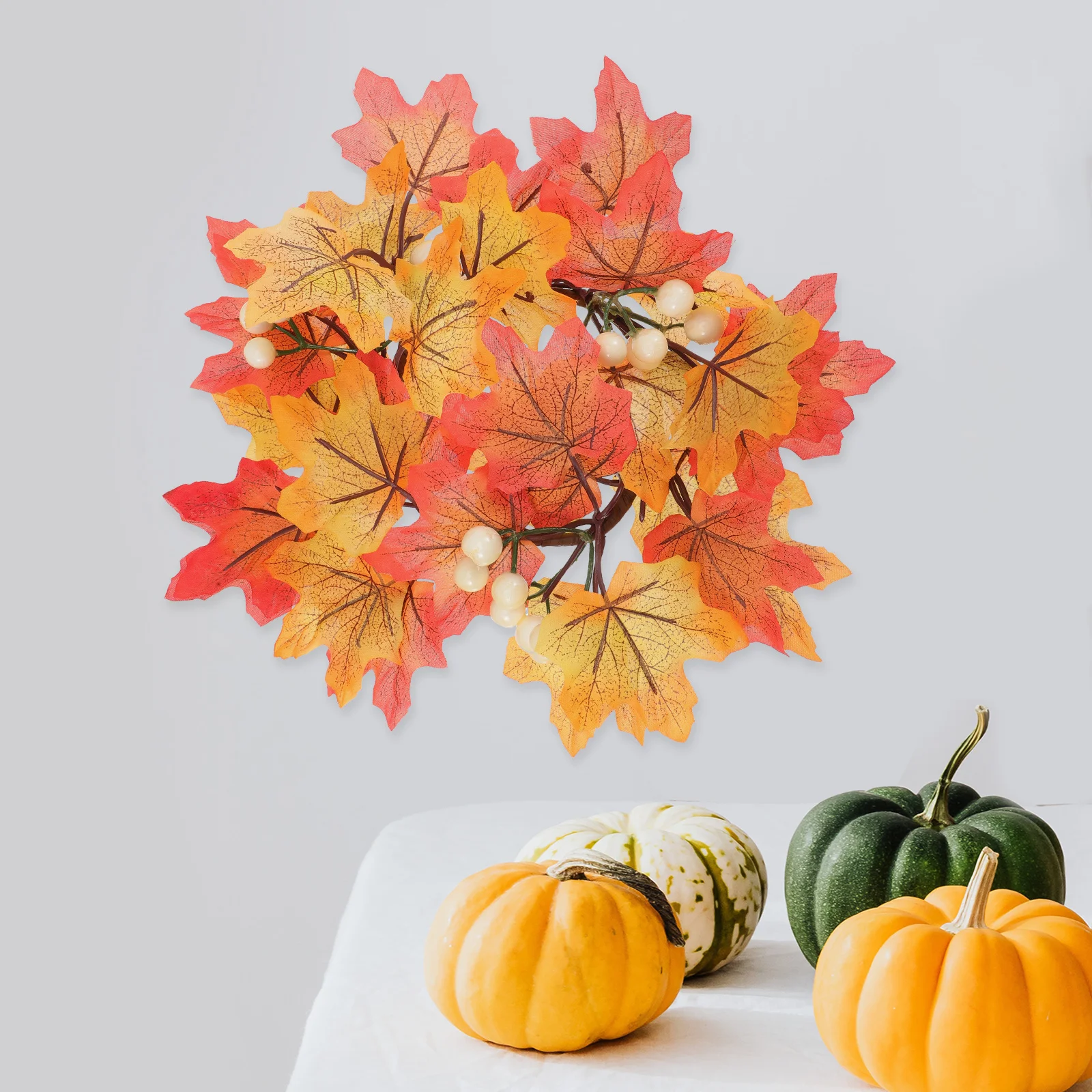 

Harvest Festival Maple Leaf Wreath Artificial Garland Silk Pe Material Lightweight Fall Door Wall Ornament