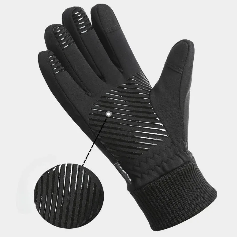2025年 ブラック 冬用 暖かい サイクリンググローブ 男女兼用 アウトドア 防水 スポーツ ランニング バイク スキー タッチスクリーン対応 フリースグローブ