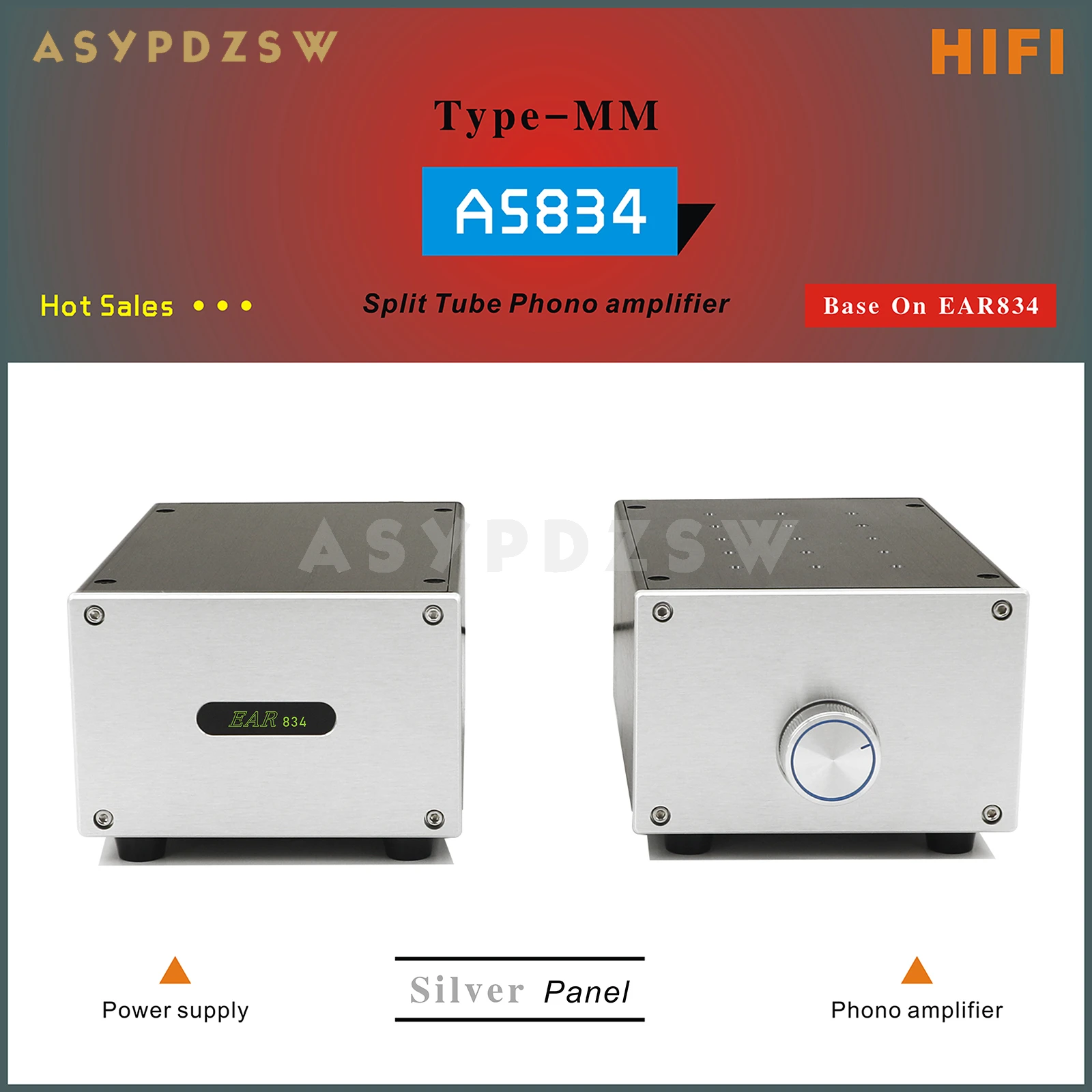 Imagem -02 - Base do Amplificador do Phono do Tubo com Controle de Volume Asypdzsw Divisão Hifi Ecc83 Tipo-mm As834 Ear834