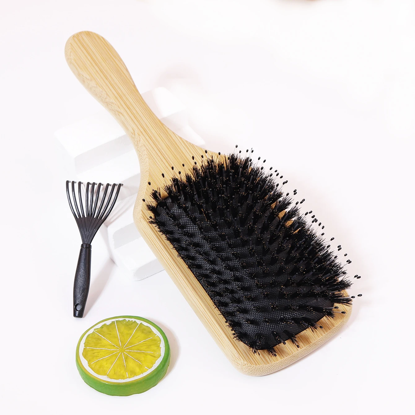 2Pcs Bristle Hairbrush and Small Rake，Airbag Massage Hairbrush for Adding Shine Smoothing Hair，Special for Real Hair Wigs