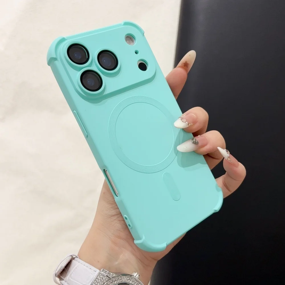 18pro Matte Airbag for Magsafe Magnetic Cases for iPhone 18 Pro Max 17 Pro 16 15 14 13 12 Lens Protection Shockproof Soft Cover