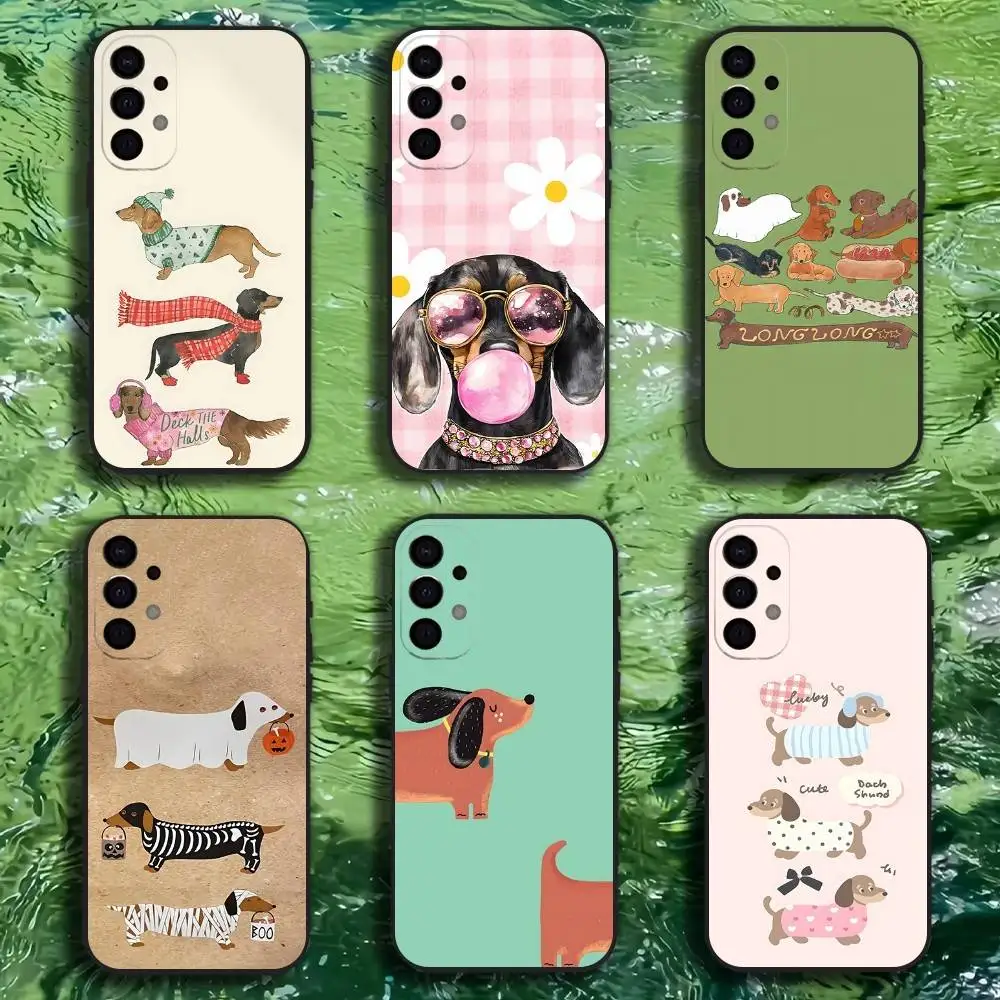 حافظة هاتف Dachshund Sausage Dog Puppy لهاتف سامسونج S25، S24، S21، S22، S23، S30، Ultra، S20، Plus، Fe، Lite، Note، 10,9,5G غطاء أسود #1