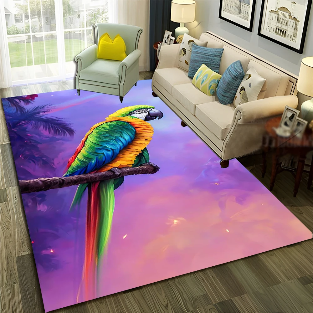 3D colorato Macaws pappagallo uccelli tappeto tappeto per la casa soggiorno camera da letto divano zerbino Decor, bambini Area giochi tappeto