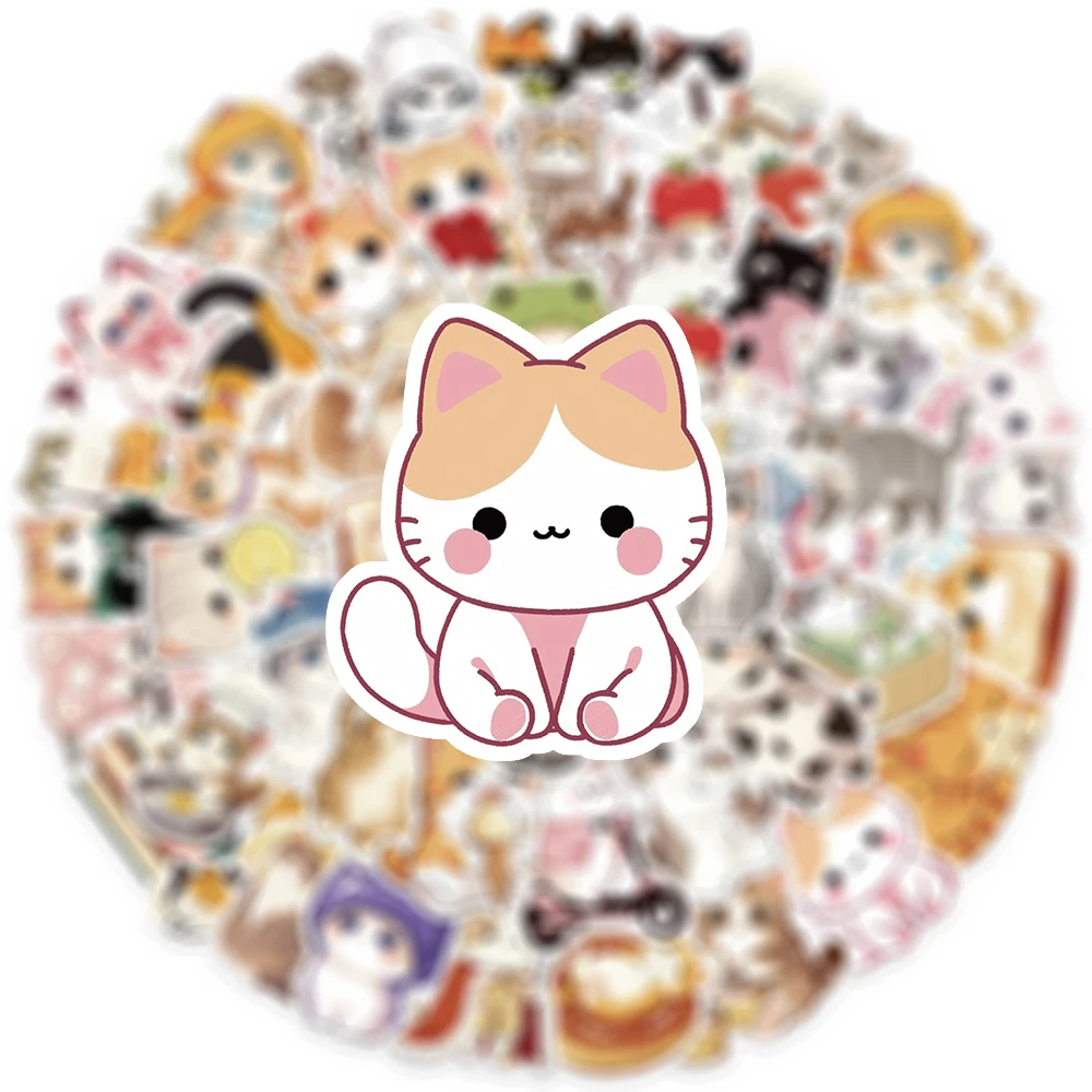 

10/30/50pcs Kawaii Cat Graffiti Stickers Cute Cartoon Kitten Decals Water Bottle Stationery Phone Diary Waterproof Sticker Decor